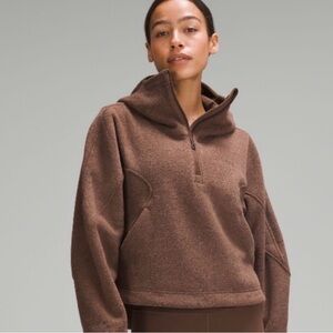 Lululemon Looped Terry Fleece Brown Half-Zip Hoodie Java Size large or xl